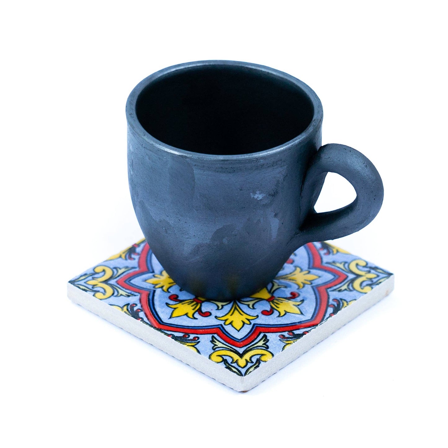 Tile-Inspired Ceramic & Cork Coasters - Set of 6