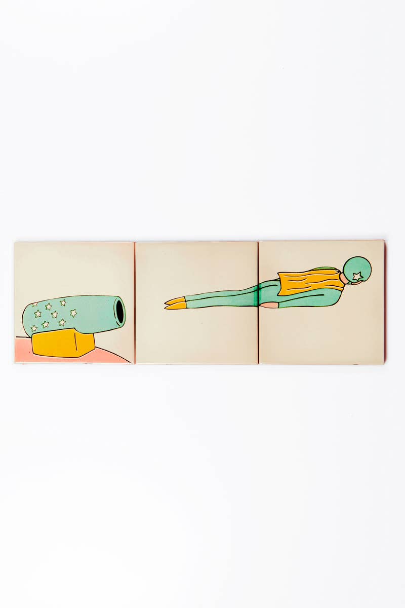 Self Adhesive Wall Mural 3 Tiles, Bullet Man