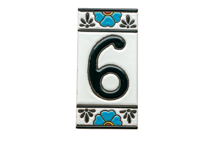 Mexican Floral Ceramic House Number & Letter Tile