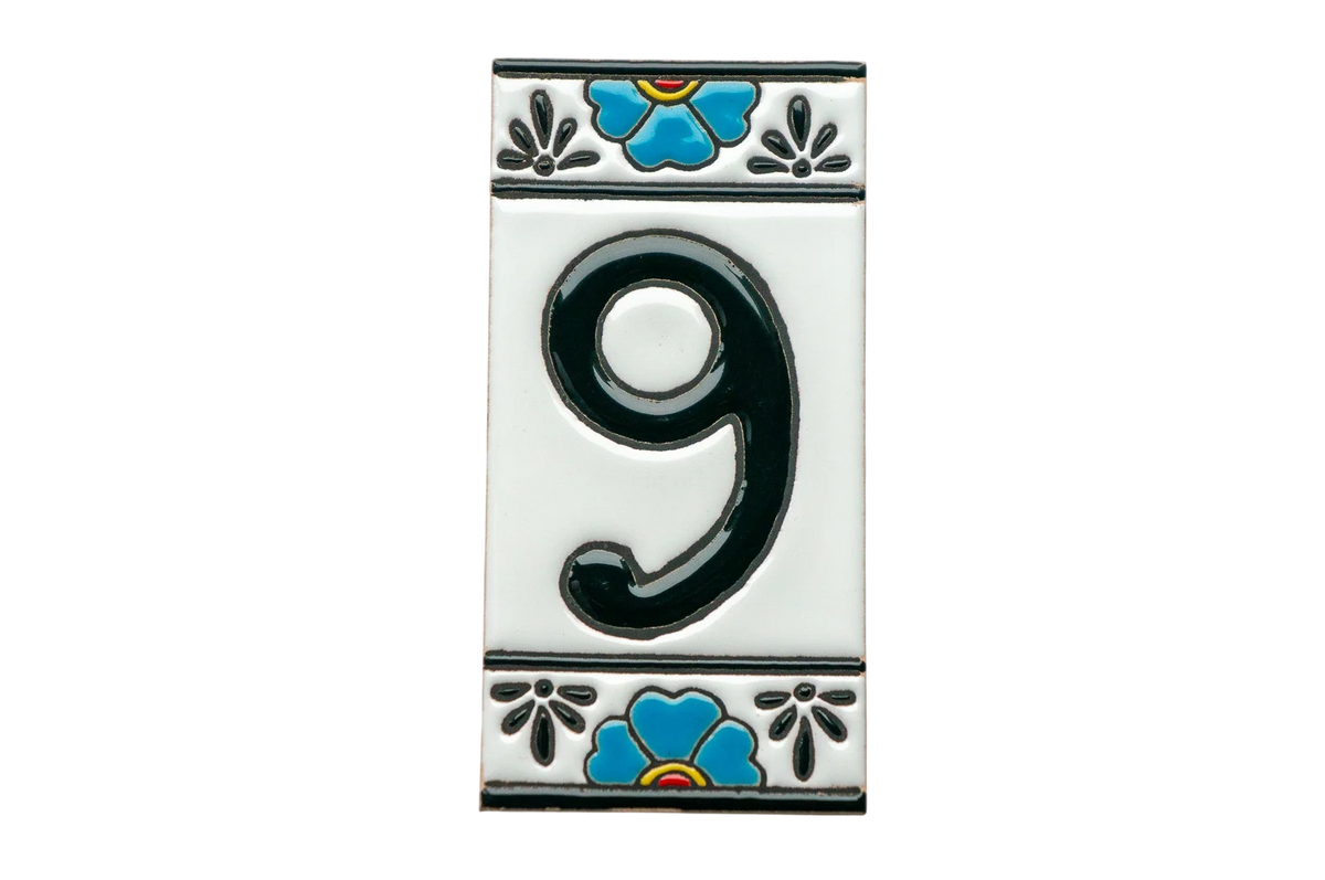 Mexican Floral Ceramic House Number & Letter Tile
