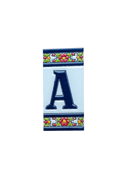Large Floral Ceramic House Number & Letter Tile