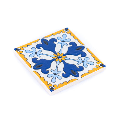 Elegant Portuguese Tile-Inspired Ceramic & Cork Coasters - Set of 8 L-1099