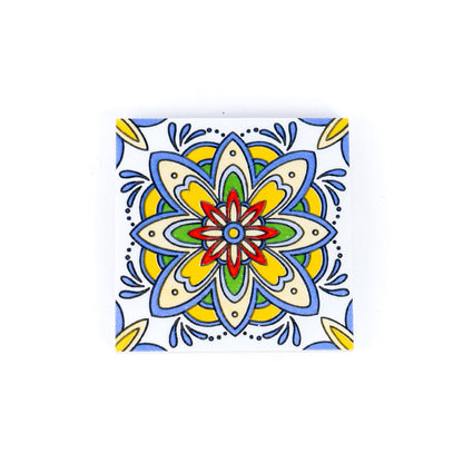 Elegant Portuguese Tile-Inspired Ceramic & Cork Coasters - Set of 8 L-1099