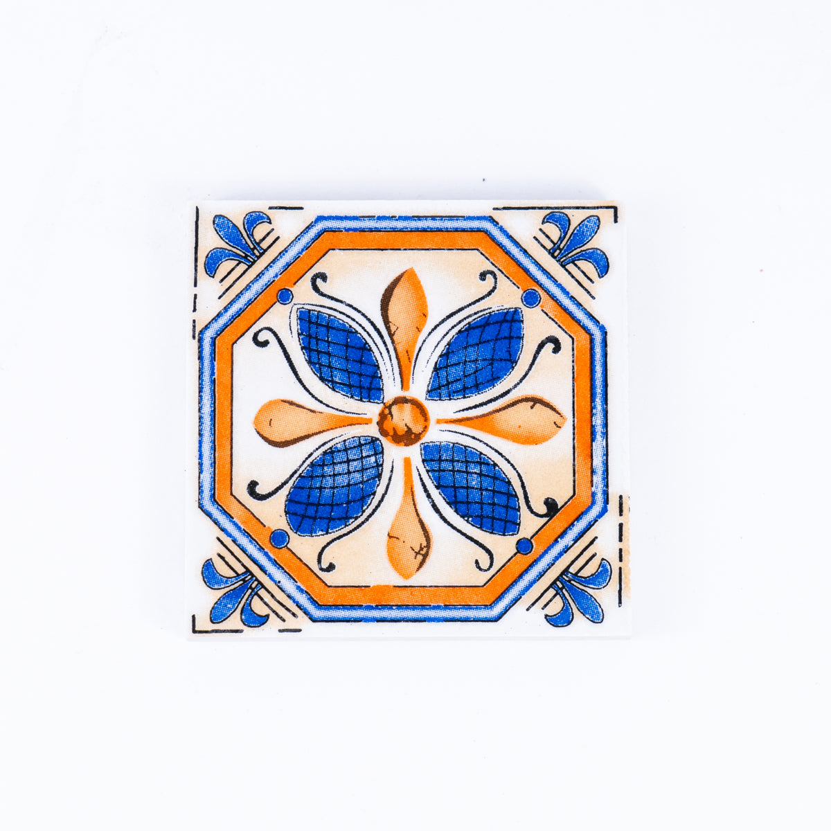 Elegant Portuguese Tile-Inspired Ceramic & Cork Coasters - Set of 8 L-1099