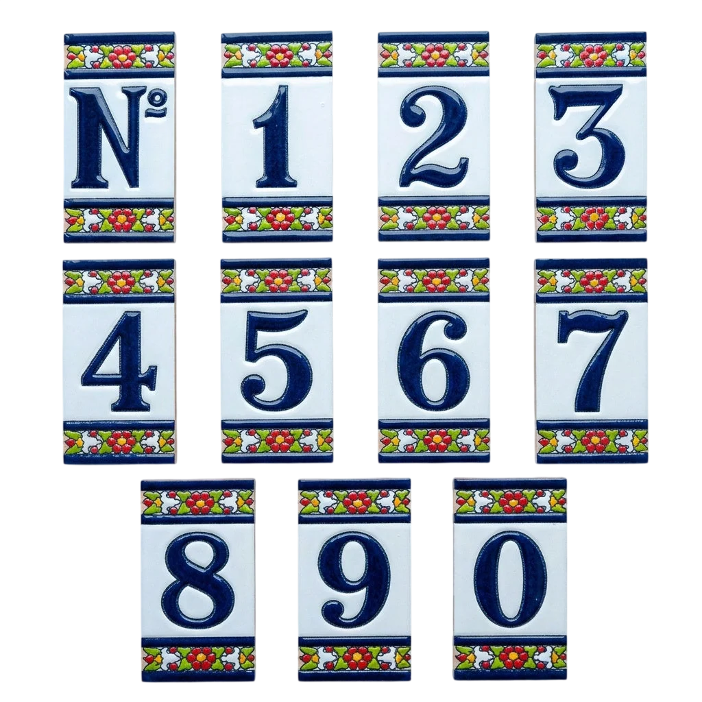Large Floral Ceramic House Number & Letter Tile