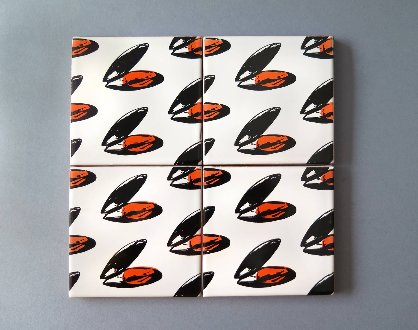 coastal spanish mussels ceramic coaster set