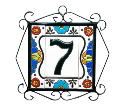 Mexican Floral Ceramic House Number & Letter Tile