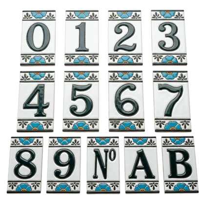 Mexican Floral Ceramic House Number & Letter Tile