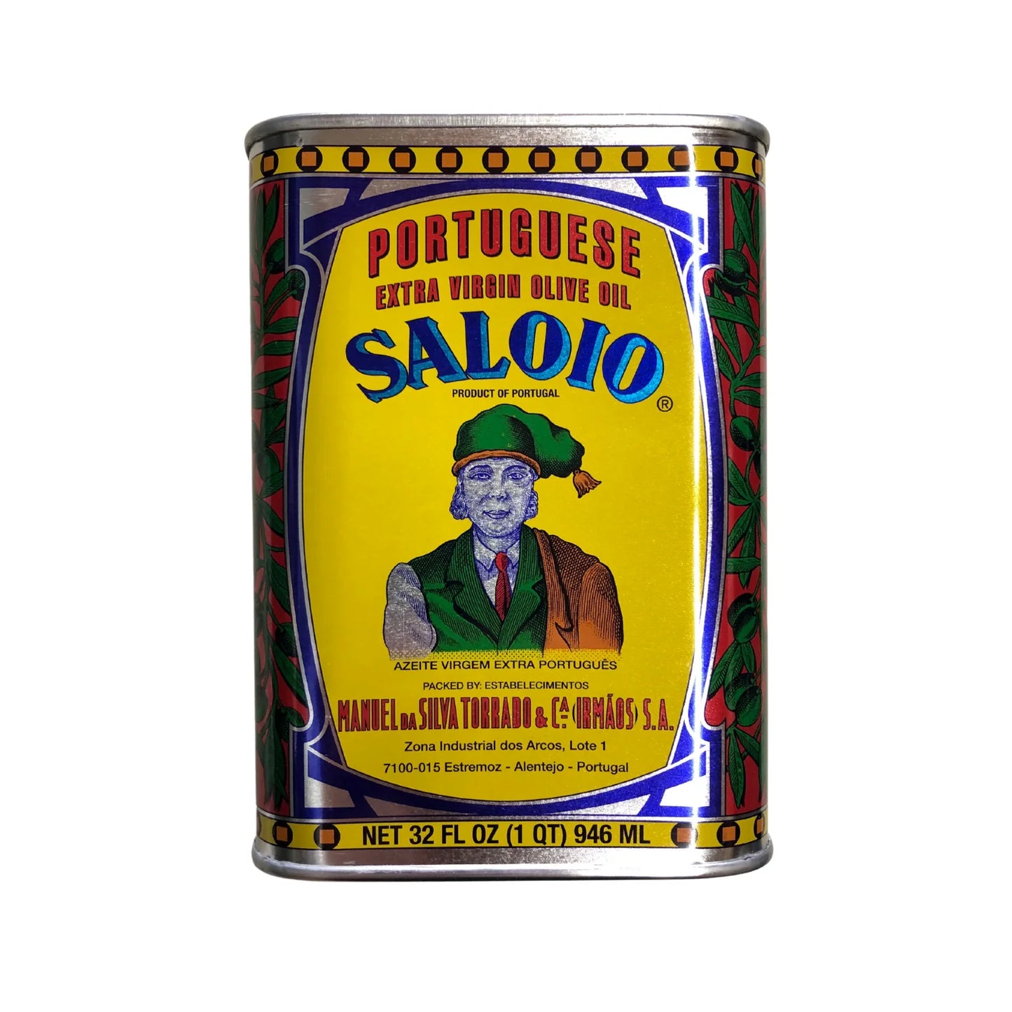 A vibrant tin of Iberica's Sardine Sampler Kit #1 from Pretty things from Portugal, featuring vintage-style packaging. Enjoy alongside Portuguese canned sardines or as part of a cheese board. Tin contains 32 fl oz (1 qt).