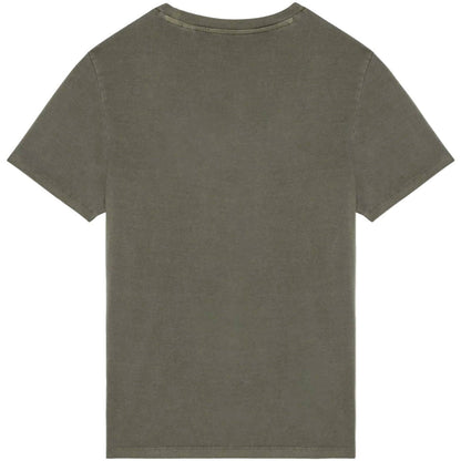 The Saudade T-Shirt by Futah is a plain, olive green, short-sleeved tee shown from the back on a white background. It features a classic crew neckline and no visible logos or designs. Made in Portugal.