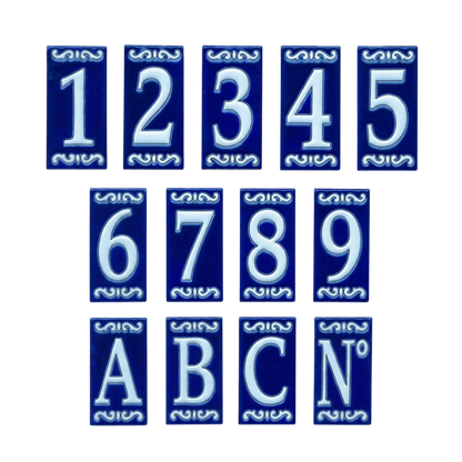 Cobalt Ceramic House Number & Letter Tile