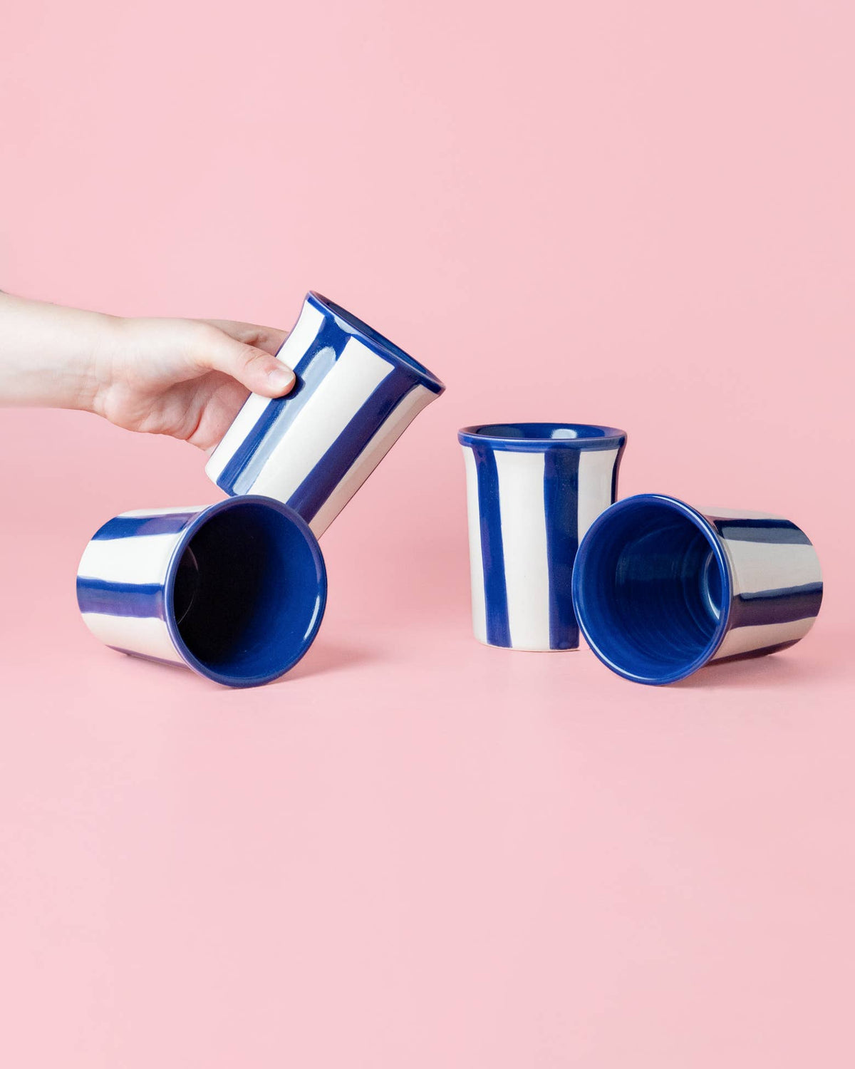 Costa Azul hand-painted blue striped ceramic coffee mug