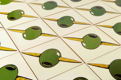 Olive-Themed Self-Adhesive Ceramic Tile Mural – 10 Tiles (Olivas)