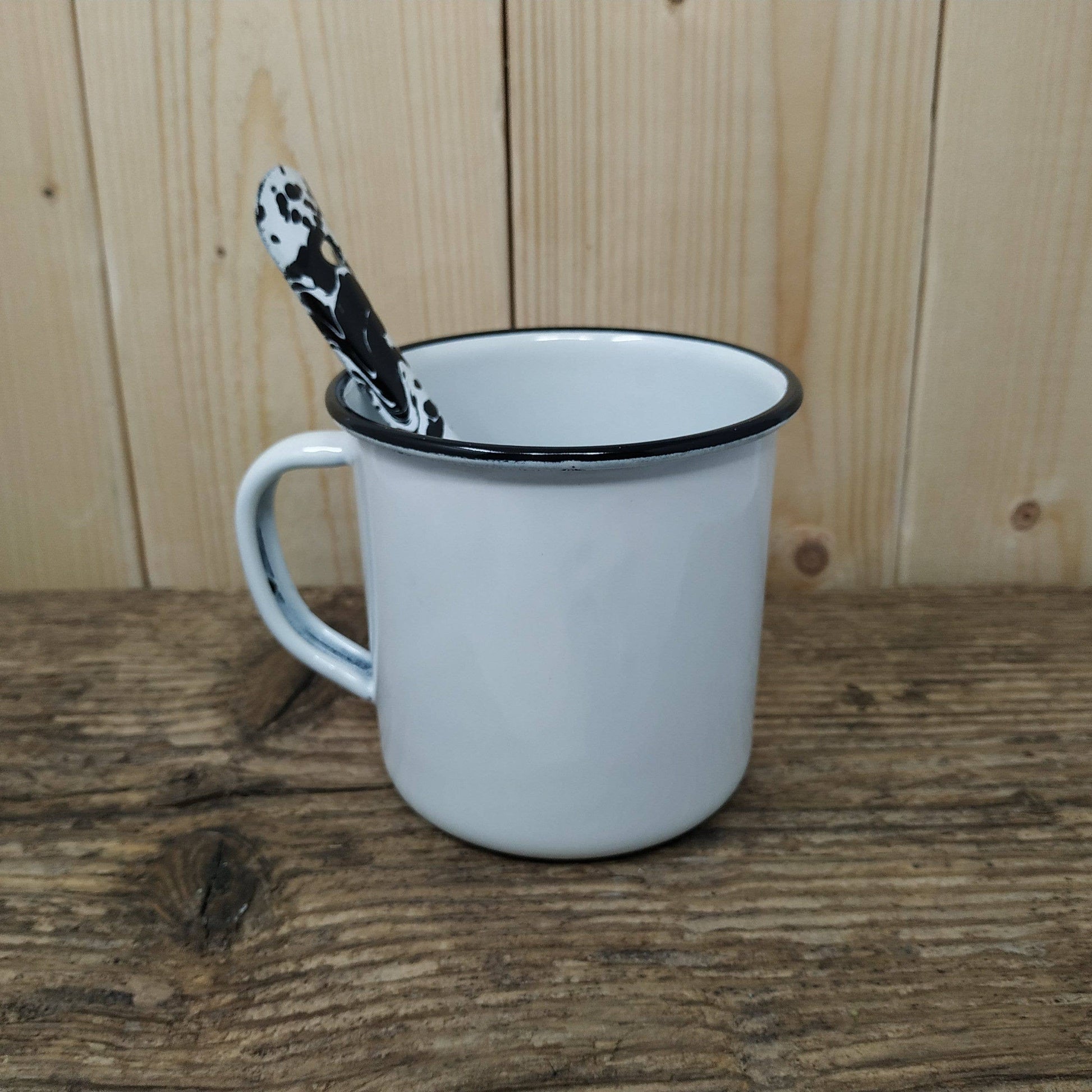 enamel white mug