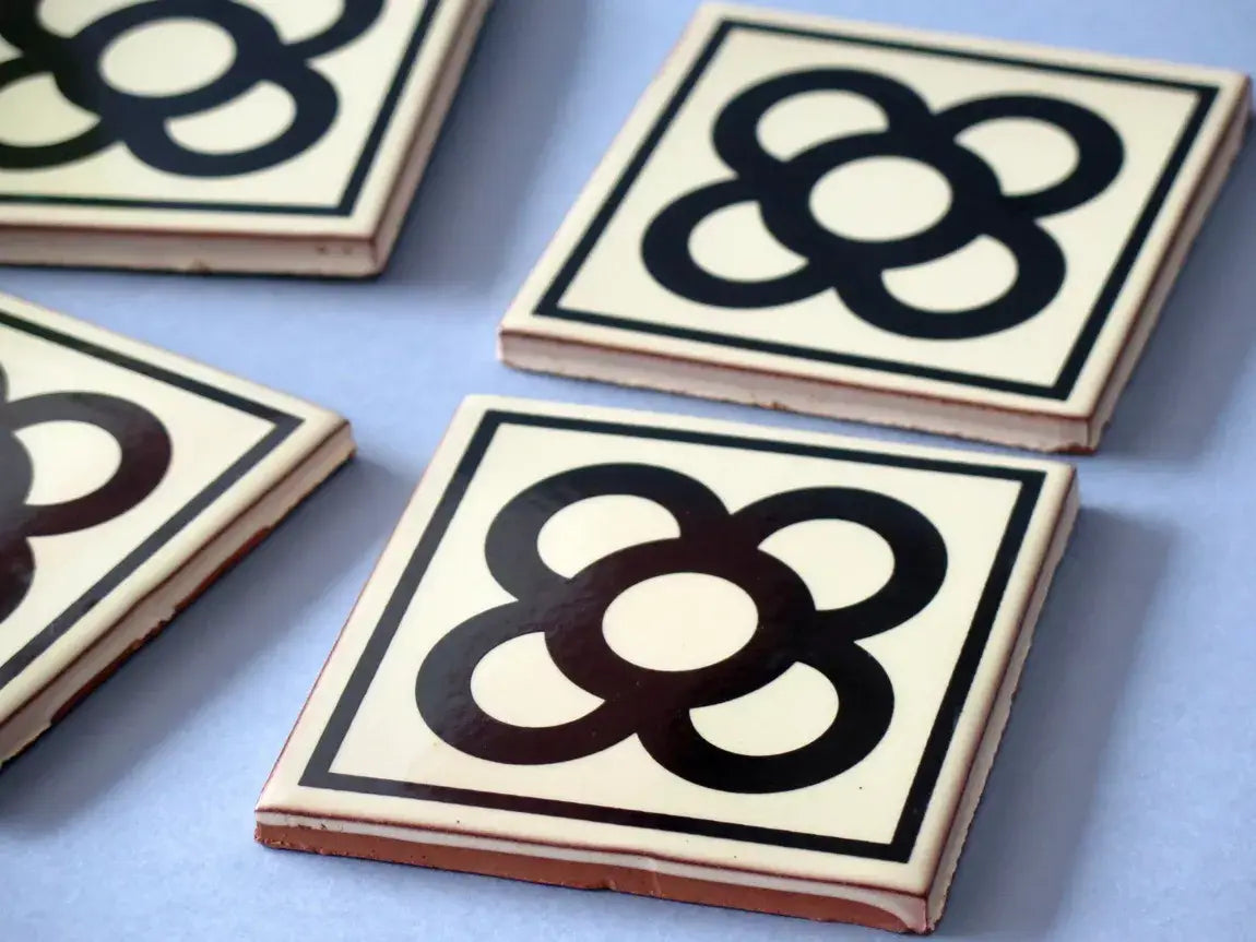 Mediterranean Barcelona tile coasters protecting table surfaces from drinks