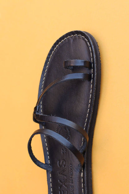 El Camino Black Leather Sandals