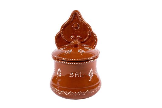Hand painted Portuguese clay salt cellar No.0 ceramic salt container made in Portuga