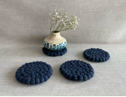 Handcrafted Pipa wool felt bead coasters for drinks and table decor