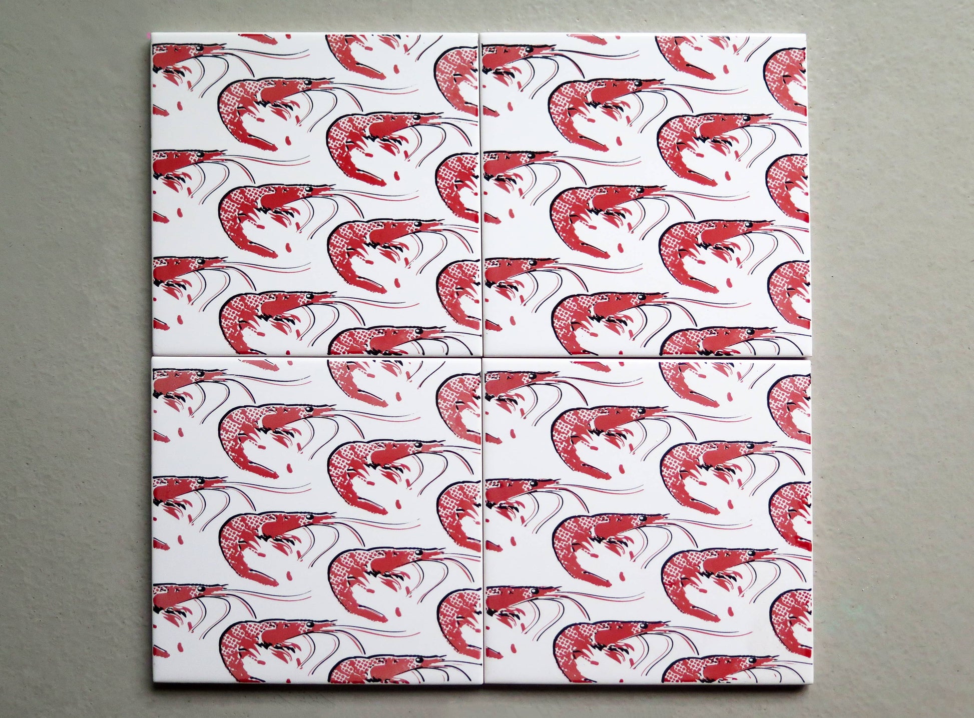Prawns design ceramic tile mural for kitchen splashback and wall decor